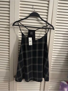 Black Plaid Spaghetti Strap Camisole Top